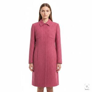 Dolce & Gabbana Pink Textured Shift Dress 3/4 Sleeve Collared Designer Size 44